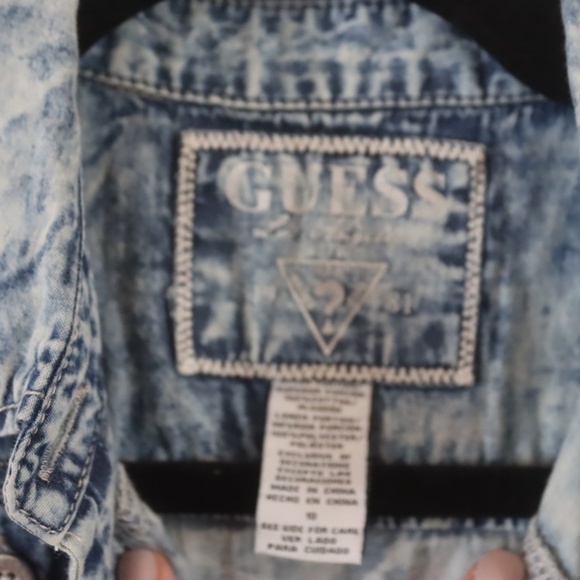 GUESS JEANS Girls Tie-Front Denim & Chiffon  Dress  Size 10 - Picture 4 of 8